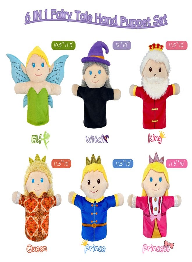JUSTQUNSEEN 6 PCS Puppet Set 12 Inch, Fairy Tale Members Elf Plush Puppets Toddlers Princess Hand Puppet for Kids Ages,Soft Puppets for Storytelling Teaching Preschool Role Play Puppet Toy for Boy Girls - Image 2